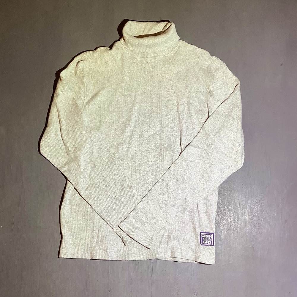 Calvin Klein Jeans Men’s Turtleneck | Size L | Gray | Made in USA | 100% Cotton